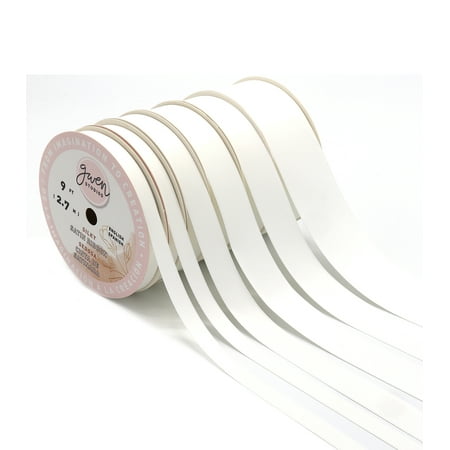 White Silk Satin Ribbon, 4 Widths, 18 Yards by Gwen Studios