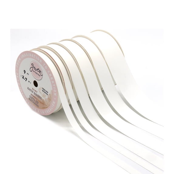 White Silk Satin Ribbon, 4 Widths, 18 Yards by Gwen Studios