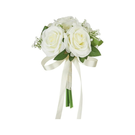 White Silk Wedding Bouquet Artificial Bridal Bouquet Boho Wedding Photography Props Fake Flowers Handheld Bouquet