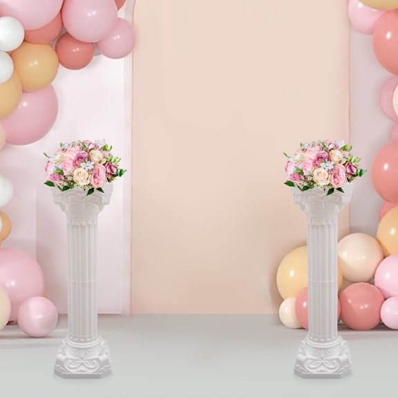 White Simple Installation Artistic Roman Column Statue Party Flowerpot Holder for Decorating Gardens, Patios