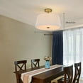 thumbnail image 1 of White Simple & Modern Fan-Shaped Fabric Semi Flus Ceiling Light Home Decor  60W, 1 of 15