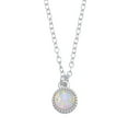 thumbnail image 1 of White Simulated Opal Beaded Edges Round Dangling Necklace Sterling Silver, 1 of 3