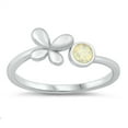 thumbnail image 1 of White Simulated Opal Butterfly Bead Ring Sterling Silver Size 9, 1 of 3