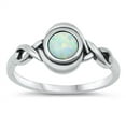 thumbnail image 1 of White Simulated Opal Center Braided Sides Ring Sterling Silver Size 4, 1 of 3