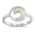 thumbnail image 1 of White Simulated Opal Circle Wave Ring Sterling Silver Size 7, 1 of 3