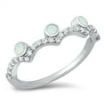 thumbnail image 1 of White Simulated Opal Cubic Zirconia Decoration Ring Sterling Silver Size 6, 1 of 3