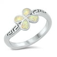 thumbnail image 1 of White Simulated Opal Greek Butterfly Meander Ring Sterling Silver Size 7, 1 of 3