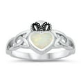 thumbnail image 1 of White Simulated Opal Heart With Wicca Sides Ring Sterling Silver Size 9, 1 of 3