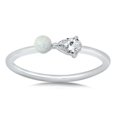 thumbnail image 1 of White Simulated Opal Pear Shape Clear Cubic Zirconia Classic Ring Sterling Silver Size 7, 1 of 3
