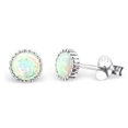 thumbnail image 1 of White Simulated Opal Round Crown Shape Stud Earring Sterling Silver, 1 of 2