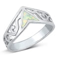 thumbnail image 1 of White Simulated Opal Swirl Chevron Ring Sterling Silver Size 5, 1 of 3
