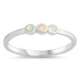 thumbnail image 1 of White Simulated Opal Triple Dots Petite Ring Sterling Silver Size 8, 1 of 3
