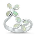 thumbnail image 1 of White Simulated Opal Twin Overlap Flower Ring Sterling Silver Size 8, 1 of 3
