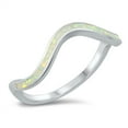 thumbnail image 1 of White Simulated Opal Wavy Band Ring Sterling Silver Size 5, 1 of 3