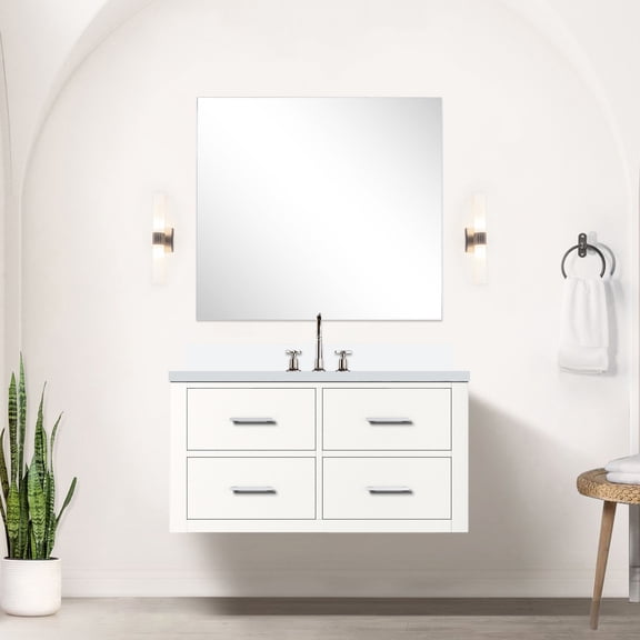 White Single Bath Vanity 36x22 in. / Quartz Top & Soft Close / New Bathroom Build