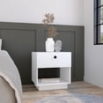 thumbnail image 1 of White Single Drawer Nightstand, 19"H, Open Shelf / Convenient Storage Option, 1 of 3