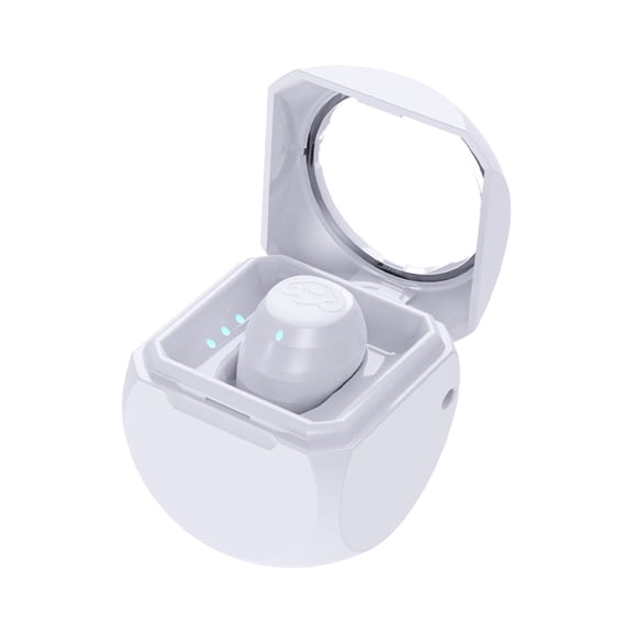 White Single Ear Bluetooth Headset With 5.4 Technology And Portable Charging Dock