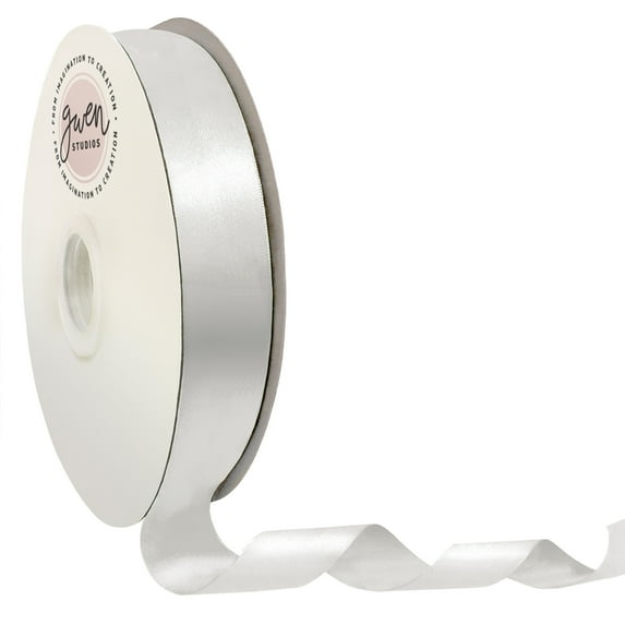White Single Face Satin Ribbon, 1.5" x 50 Yards by Gwen Studios