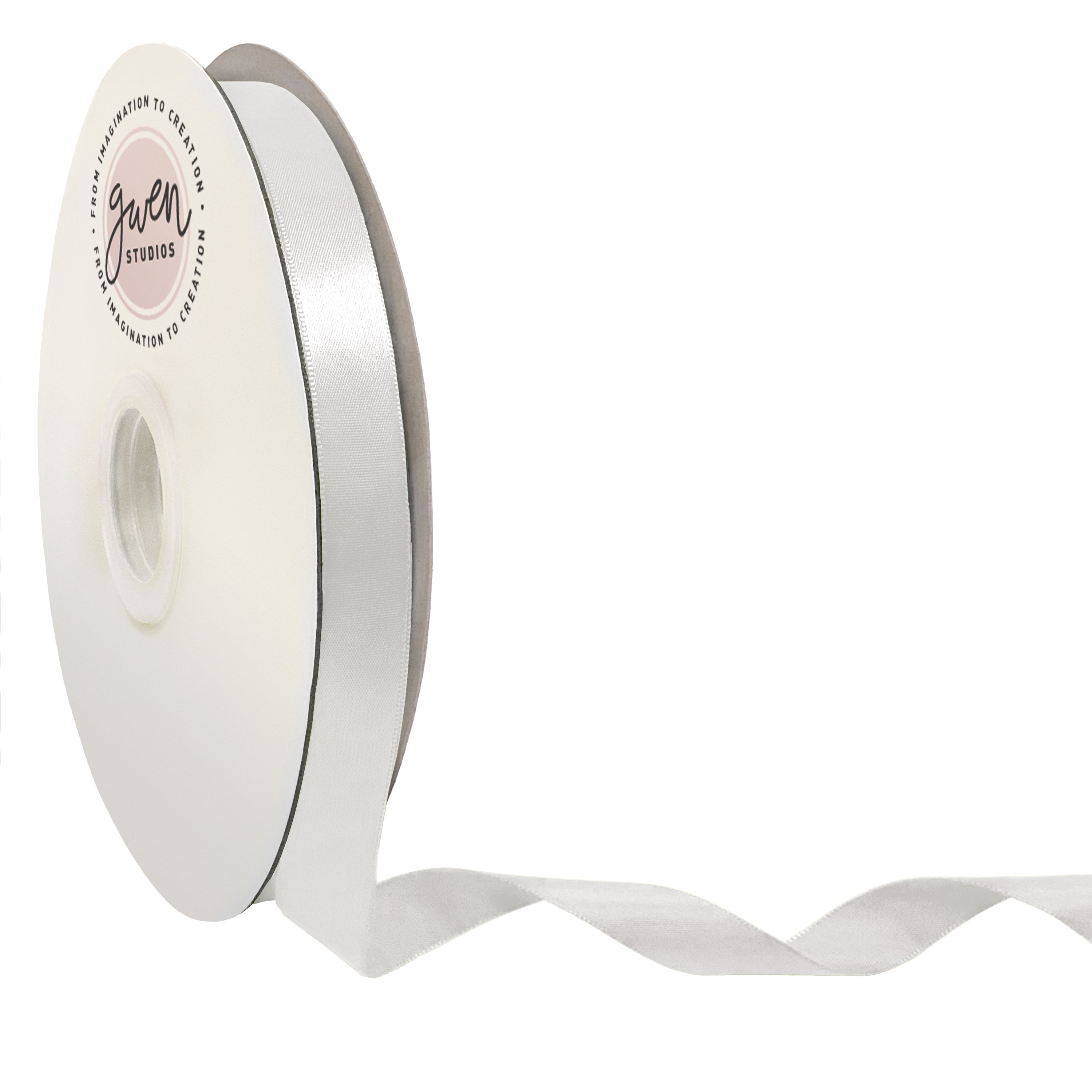 White Double Faced Satin Ribbon for Wedding and Crafts, 2.5 inch x 50 Yards by Gwen Studios
