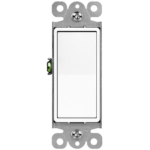 White Single Pole Decorator Paddle Light Switch, 15A, 1 Pack