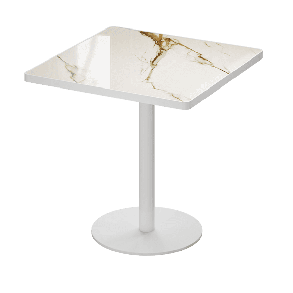 White Sintered Stone Dining Table - 31.50 in Square for 2-4 People