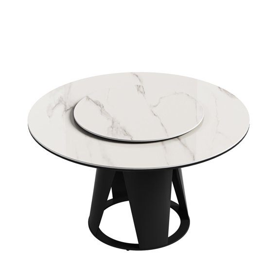 White Sintered Stone Dining Table - Unique Anti - sand Base - Kitchen & Dining - Long - term Use