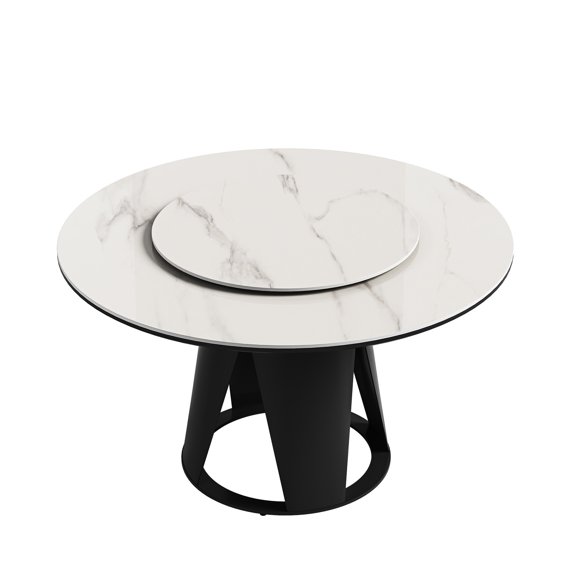 White Sintered Stone Dining Table - Unique Anti - sand Base - Kitchen & Dining - Long - term Use