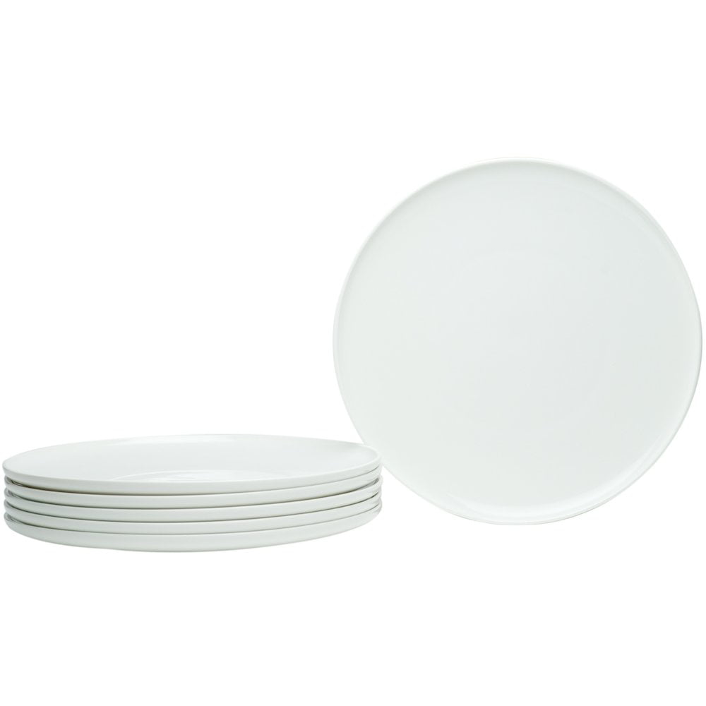 White Six Piece Round Coupe Porcelain Service For Six Dinner Plate Set