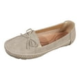 thumbnail image 1 of Bowknot Suede Loafers for Women Slip On Flats Comfortable Business Dressy Casual Non Slip Work Walking Shoes White Size 9, 1 of 7