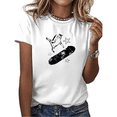 thumbnail image 1 of White Skateboarding Cat Retro Black White Graphic Tees Print Tshirt Shirts Cool Cat Lover Tops S-5XL, 1 of 5