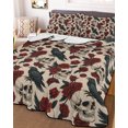 thumbnail image 1 of White Skull Halloween Full Size Down Alternative Comforter, Lightweight Comforter Quilt Bedding Set with Pillow Shams Red Roses Birds Vintage Skeleton All Seasons Bed Comforter Duvet Insert 78"x90", 1 of 7