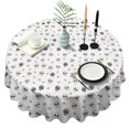 thumbnail image 1 of White Skull Heart Flower Pattern Round Tablecloth 60"x60",Wrinkle Wipeable Table Cloth for Kitchen Dining Room Picnic Patio Party, 1 of 6