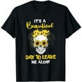 thumbnail image 1 of White Skull It's A Beautiful Day To Leave Me Alone Sunflower T-Shirt, 1 of 5