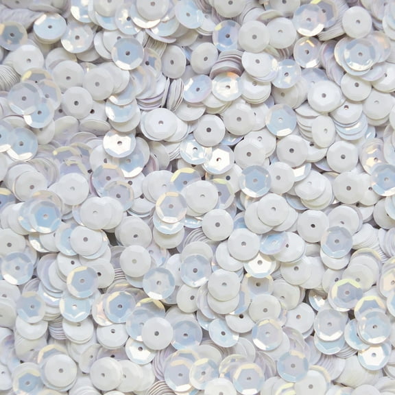 White Sky Blue Hue Cup Sequins 8mm Opaque Rainbow Shiny Duo Made in USA