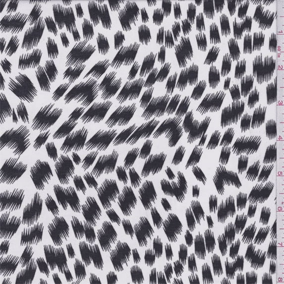 White/Slate Brushstroke Animal Print Chiffon, Fabric By the Yard