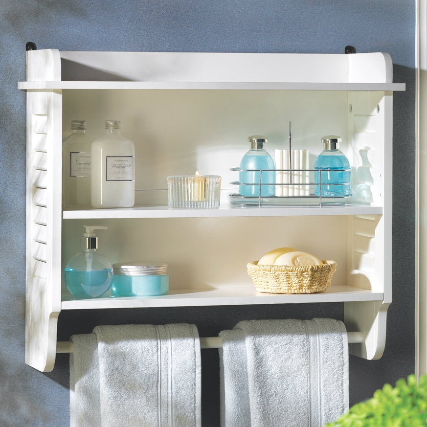 White Slatted Bathroom Wall Shelf - Walmart.com