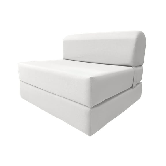 White Sleeper Chair Folding Foam Beds, Portable Studio Sofa Guest Bed, 6 x 32 x 70