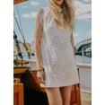 thumbnail image 1 of White Sleeveless Lace-Trimmed Boho Mini Dress With Tie Side, 1 of 19