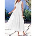 thumbnail image 1 of White Sleeveless V-Neck High-Waist Tiered A-Line Maxi Dress, 1 of 30