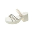 thumbnail image 1 of White Slippers For Womens Rhinestone Square Toe Open Toe Design Thick Sole Block Heel For Casual Wear And Everyday Use In Spring Summer Seasons Size 37, 1 of 9