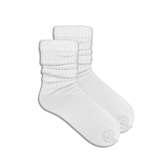 White Slouch Socks Color: White, Size: Small