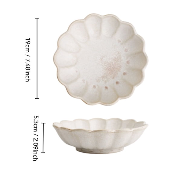 White Small Decorative Bowl for Home, 7.5" Scalloped Tabletop Bowl, Rustic Purse/Key Bowls for Entryway Table, Farmhouse Coffee Table Bowl, Ceramic Centerpiece Bowls