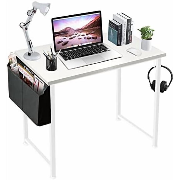 White Small Desk for Bedroom - Student Kids Study Writing Table for Home Office Bedroom Small Spaces 32 Inch Modern Mini Laptop PC Computer Desks, White