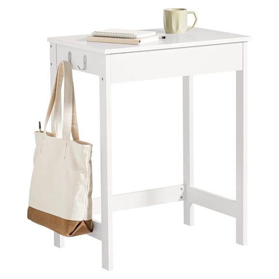 White Small Desk with Drawers, Mini Table Computer Writing Workstation Children Teenagers Desk with Drawer and , White FWT43-W