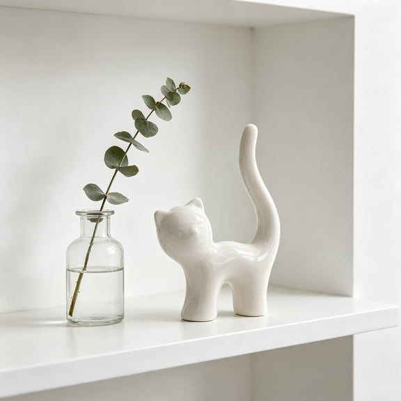 White Small Ornament Figurine Decor – Adorable White Sculpture Accent, Durable Decorative Statue, Versatile Home Office Decoration, Cute Gift Idea