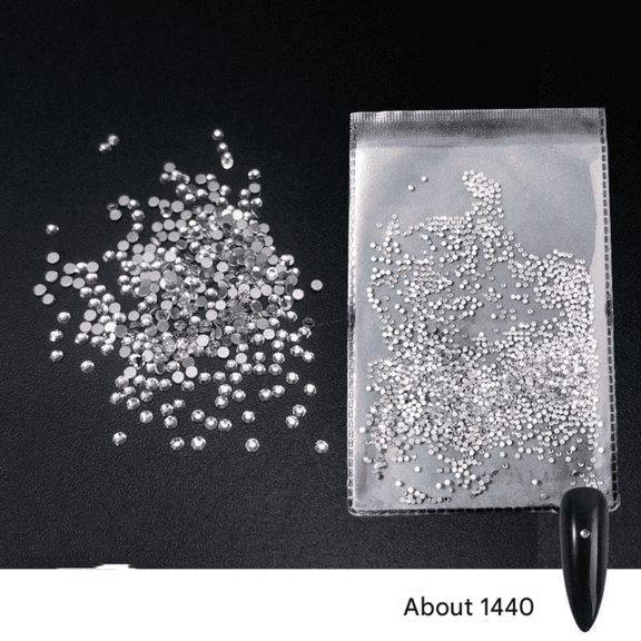 White Small Round Diamond Nail Art Flat Bottom Silver Super Flash Glass Rhinestone Water Diamond Jewelry Gifts for Women