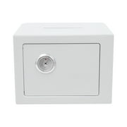 White Small Safe Box with Drop Slot, Safety Box for Money, Depository Safe with Drop Slot Mountable Cash Box with Lock for Home & Office Security