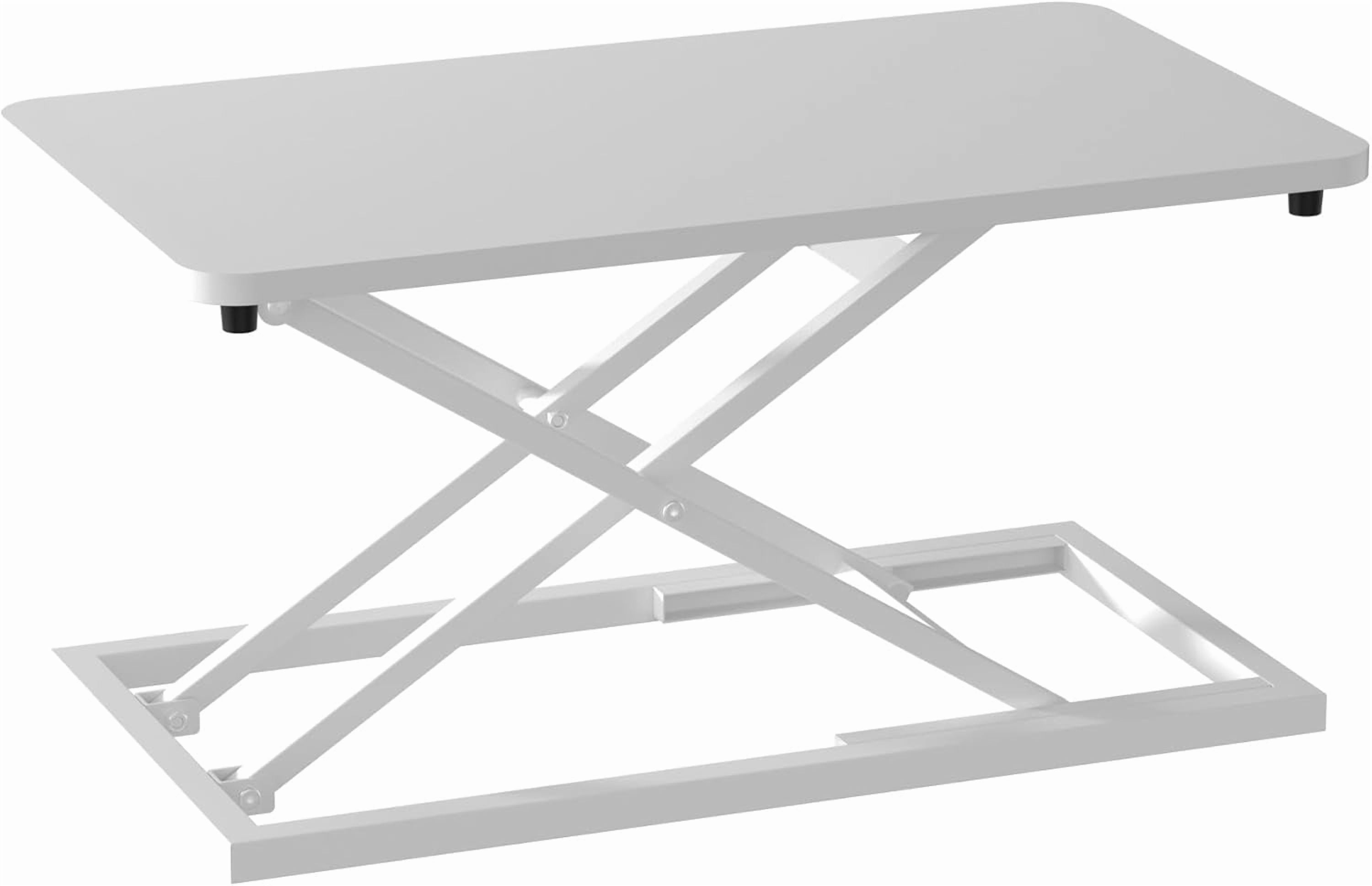White Small Single 24 inch Scissors Lift Keyboard and Mouse Riser ,Height Adjustable Standing Desk Converter,for Ergonomic Sit Stand Workstations (24 inch WH)