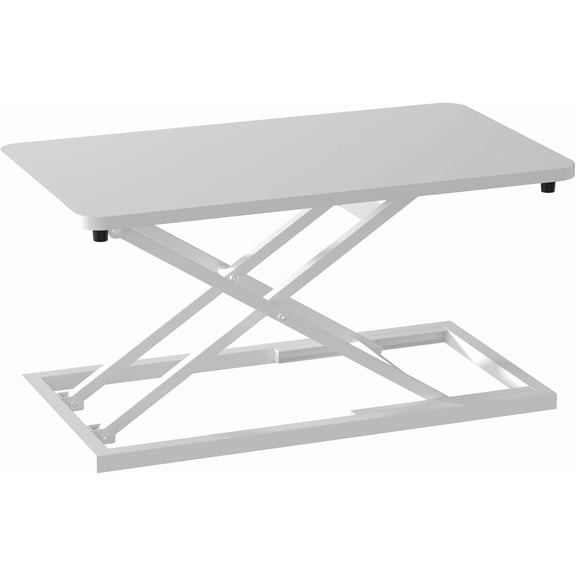 White Small Single 24 inch Scissors Lift Keyboard and Mouse Riser ,Height Adjustable Standing Desk Converter,for Ergonomic Sit Stand Workstations (24 inch WH)