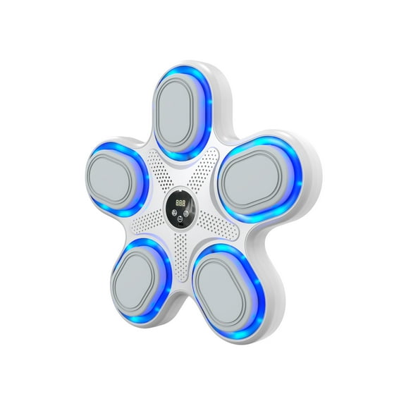 White Smart Bluetooth Music Boxing Machine With Led Light Sensor Wall Mounted Punching Training Equipment 9 Speeds 13.98 X 13.98 X 1.89 Inches White Color